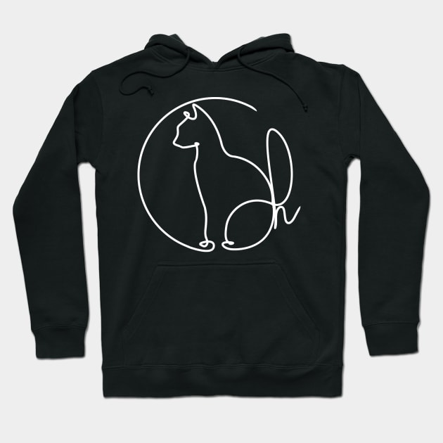 One Line Cat Design Hoodie by Creative at home